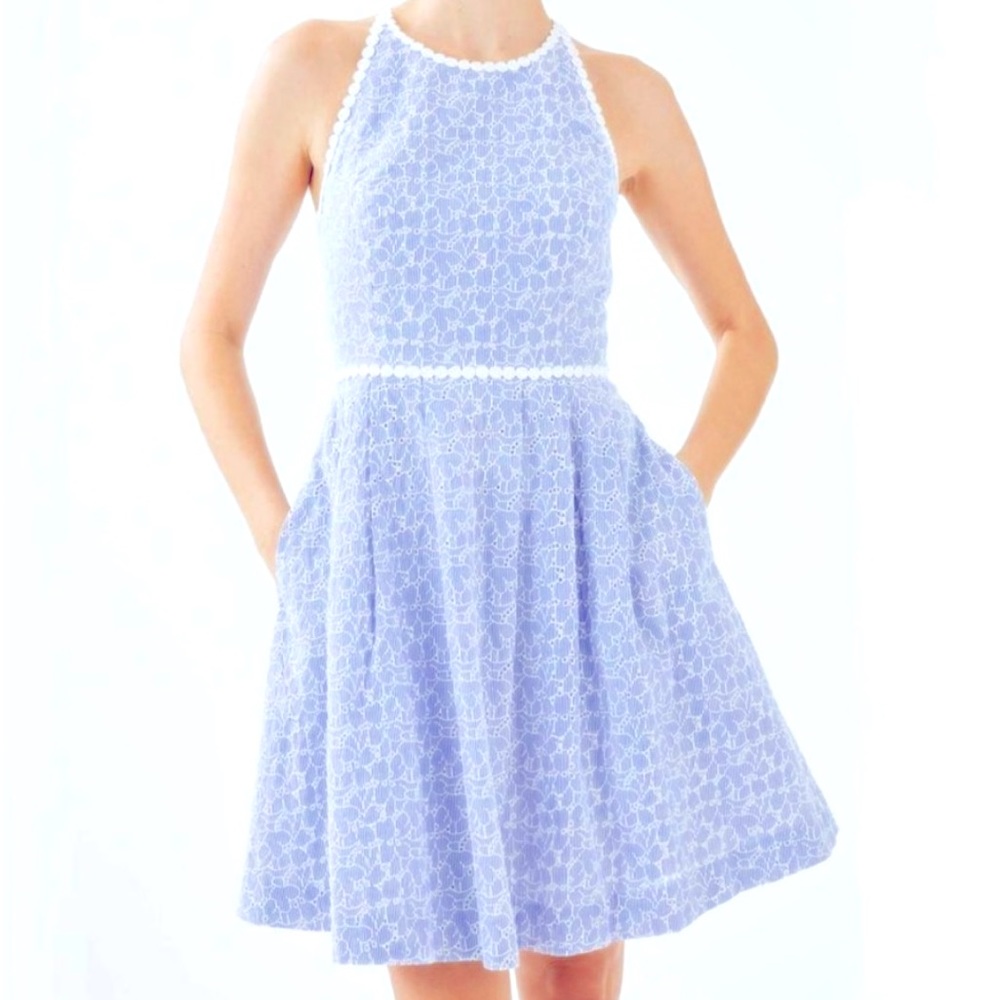 NWT Lilly Pulitzer Size 00 Tori Dress Fit & Flair Blue & White